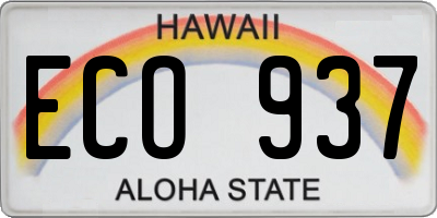 HI license plate ECO937