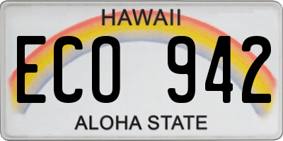 HI license plate ECO942