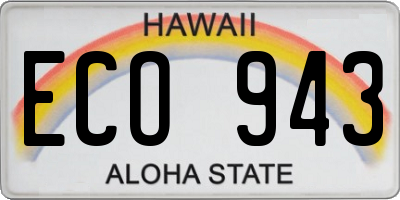 HI license plate ECO943