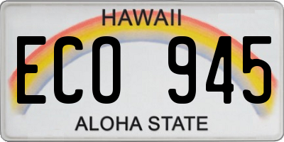 HI license plate ECO945