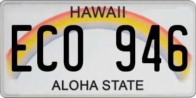 HI license plate ECO946