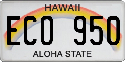 HI license plate ECO950