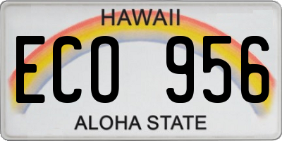 HI license plate ECO956