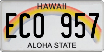 HI license plate ECO957