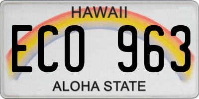 HI license plate ECO963