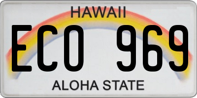 HI license plate ECO969