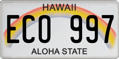 HI license plate ECO997