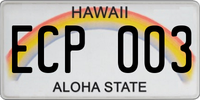 HI license plate ECP003