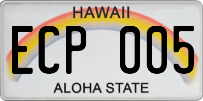 HI license plate ECP005