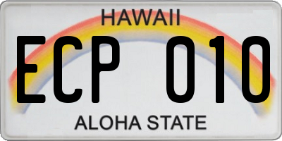 HI license plate ECP010