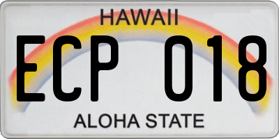 HI license plate ECP018
