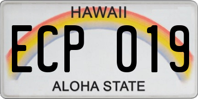 HI license plate ECP019