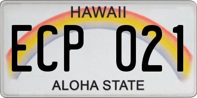 HI license plate ECP021