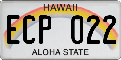 HI license plate ECP022