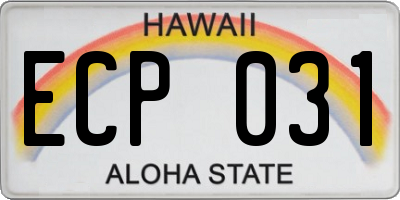 HI license plate ECP031