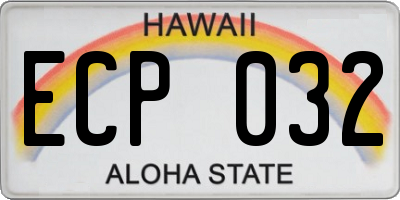 HI license plate ECP032