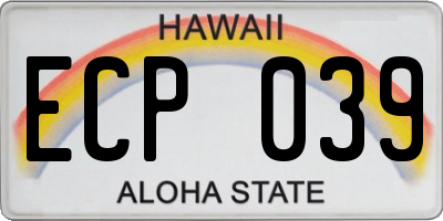 HI license plate ECP039