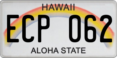 HI license plate ECP062
