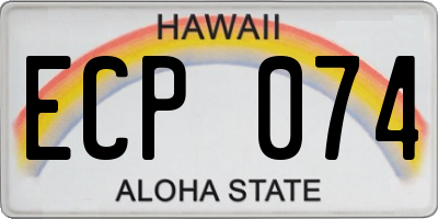 HI license plate ECP074