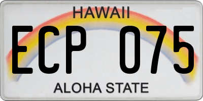 HI license plate ECP075