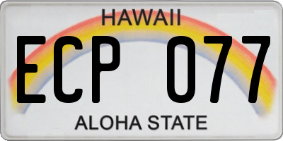 HI license plate ECP077