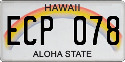 HI license plate ECP078