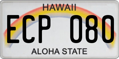 HI license plate ECP080