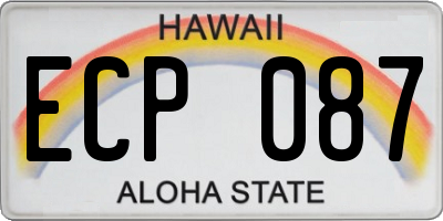 HI license plate ECP087