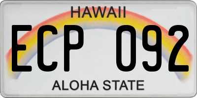 HI license plate ECP092