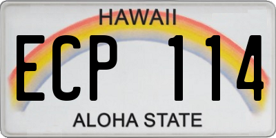 HI license plate ECP114