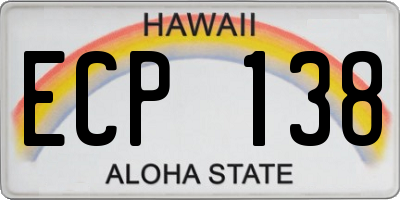HI license plate ECP138