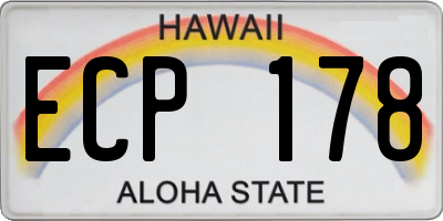 HI license plate ECP178