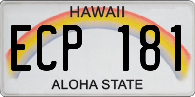 HI license plate ECP181