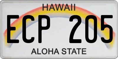 HI license plate ECP205