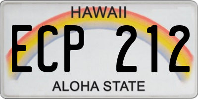 HI license plate ECP212