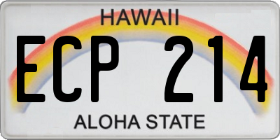 HI license plate ECP214