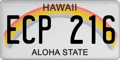 HI license plate ECP216