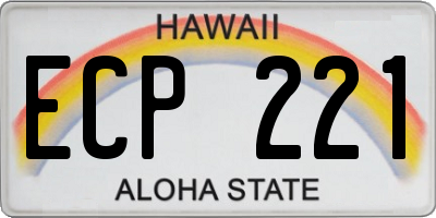 HI license plate ECP221
