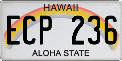 HI license plate ECP236