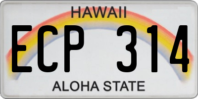 HI license plate ECP314