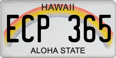 HI license plate ECP365