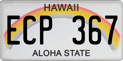 HI license plate ECP367