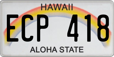 HI license plate ECP418