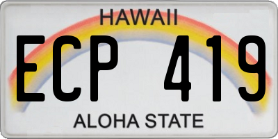 HI license plate ECP419