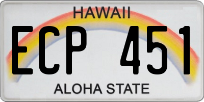 HI license plate ECP451