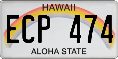 HI license plate ECP474