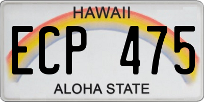 HI license plate ECP475