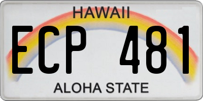 HI license plate ECP481