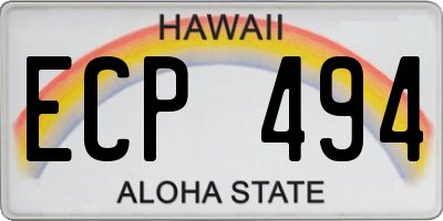 HI license plate ECP494