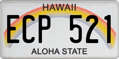 HI license plate ECP521